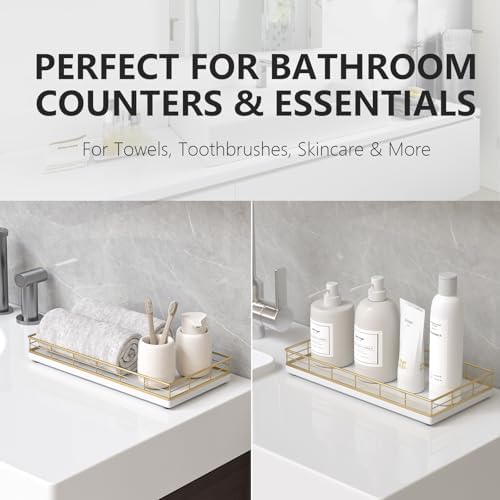 Toilet Paper Basket Organizer, Oak Wood Toilet Tank Tray with Metal Frame - Image 4