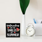 IYEZH Summer Decor Watermelon Wood Box Sign 5 x 5 Inches Desk Decor Rustic Country Wooden Square Sign Decor Watermelon Summer Decorations for Home Beach House Outdoor Shelf Wall Farmhouse Table Shelf - Image 3