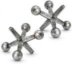 4 Inch Metallic Silver Jacks Decor Set of 2 by AMOIENSIS