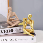 Jinkoozz Gold Reading Women Statue, Thinker Sculptures, Abstract Art Ornament, Modern Aesthetic Figurine Decoration, Suitable for Home Living Room Bedroom Office Shelf Table Desk Bookshelf Decor - Image 3