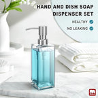GMISUN Glass Soap Dispenser with Stainless Steel Pump, Clear Hand Soap Dispenser for Bathroom, 12 fl oz/350ml Dish Dispensers for Kitchen, Modern Refillable Liquid Soap Lotion Bottle for Countertop - Image 5