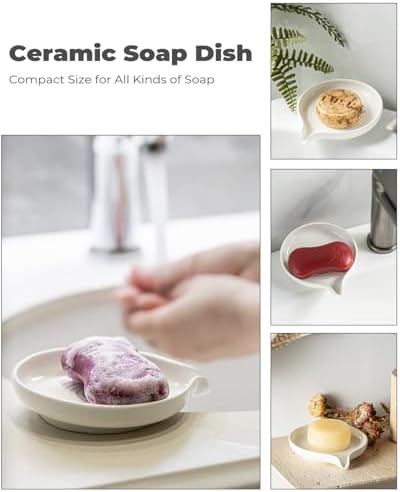 Zoeeker Self Draining Soap Dish, Ceramic Drain Soap Holder Waterfall Design - Image 6