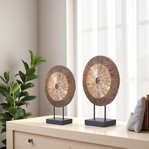 XMGZQ Wood Color Minimalist Round Statue Above Cabinet Decor Kitchen,Modern Decorative Sculpture Home Decorations for Living Room Coffee Table,Shelf Decor Items,Center Pieces Decoration - Image 5