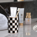 Checkered Bathroom Toothbrush Holder, Bathroom Black and White Ceramic Toothbrush Holder, Modern Toothbrush Box, Used for Bathroom countertop Storage Rack, Checkered Bathroom Decoration (Black) - Image 4