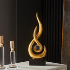 FJS Gold Abstract Flame Sculpture for Living Room Coffee Table Decor - Image 6