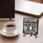 Funny Coffee Bar Decor, 5 x 5 Inch Wooden Desk Sign with Metal Stand - Image 4