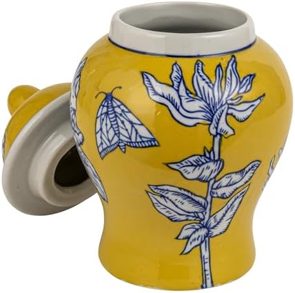Creative Co-Op Decorative Ceramic Ginger Jar with Domed Lid, Yellow - Image 3