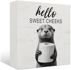 Funny Otter Bathroom Decor -Hello Sweet Cheeks Bathroom Decor, Otter Gifts Wooden Box Sign, Otter Gifts, 5 X 5 Inches by Unknown