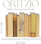 ORITZIO Yellow Faux Books Set of 9 - Hidden Storage Decorative Fake Books for Coffee Table, Home Staging, Interior Design & Fashion Accents & Beach House Accessories - Image 4