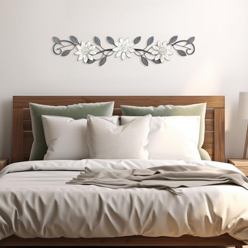 KHJCXS Metal Wall Art Modern Minimalist Metal Flowers Indoor Decor Horizontal Wall Art Iron Artwork,for Over Door,Bedroom,Living Room,Kitchen,Office Scroll Decor - Image 4