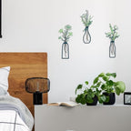 Pigort 3 Pieces Metal Flowers Wall Arts, Wall Decors for Home, Deep Green - Image 3