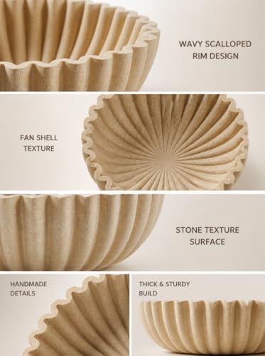 Ruffle Decor Large Decorative Bowl,fruit bowl kitchen stone bowl,bowl decor,Trendy home decor large Stylish Key Bowl for Entry Table - Image 5