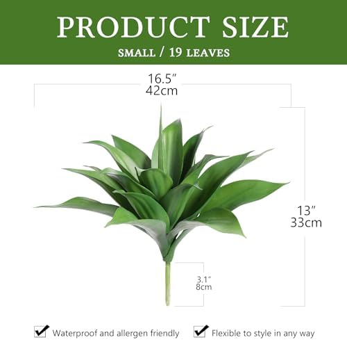 Agave Plant Artificial Faux Agave Plant 16.5In (Light Green) 2Pack - Image 2