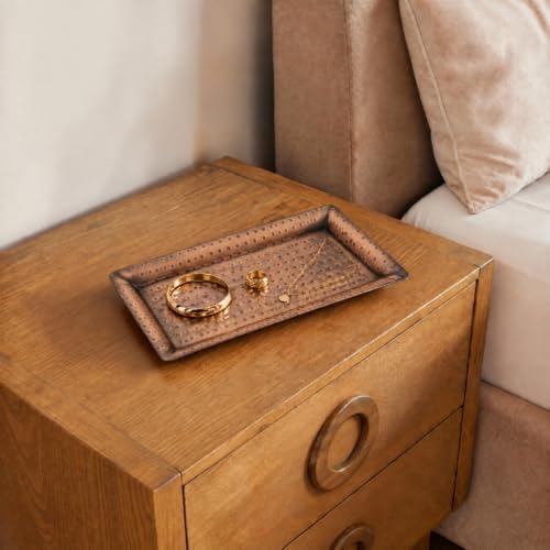 Monarch Abode Decorative Tray – 12-Inch Hand Hammered Antique Copper Metal Bathroom Tray Countertop Vanity Trays Organizer, Perfume Plate for Dresser, Kitchen Countertop Small Fruit Platter, Pack of 2 - Image 5