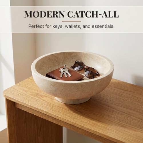 OAKOA Large Decorative Bowl - Stone Fruit Bowl - Stone Bowl Decorative - Image 5