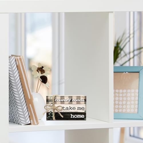 Decorative Books for Home Decor, Rustic Wood Book Stack for Table Decor, Country Roads Take Me Home Decoration Books for Living Room Bookshelf, Farmhouse Stacked Books Decoration (L63) - Image 5