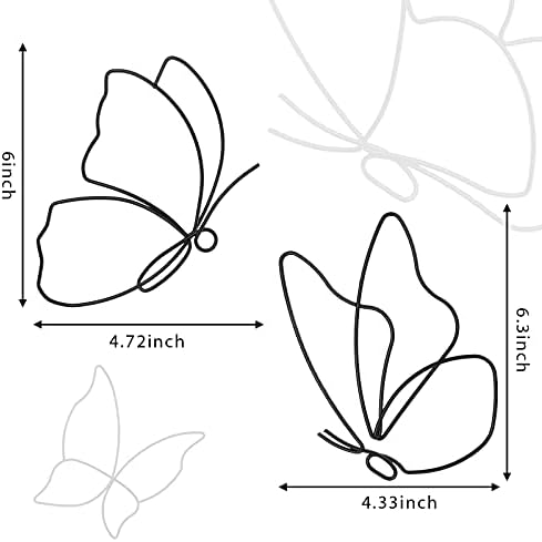 Hotop 6 Pieces Black Metal Butterfly Wall Decor Wired Butterflies Wall Art - Image 3