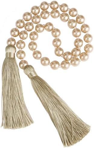 1 Pack 34 Inch Pearl Glass Bead Garland with Tassels by fenghuangwu