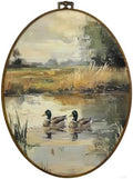 dvhdajed Vintage Mallard Duck Oval Wall Art Decor, Rustic Farmhouse Ducks Framed Canvas Art, Rustic Cottagecore Mallard Duck Oval Wall Hanging Decor for Nursery Bedroom Living Room, 8.7x11.3 Inch by dvhdajed