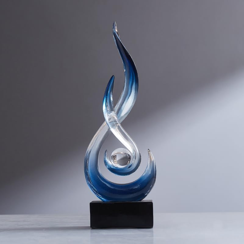 Modern Abstract Art Table Decoration,Resin Flame Statue Modern Centerpiece Ornaments for Living Room Great Gift Idea Home Decor,Collectibles (Bule) - Image 6
