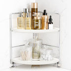 FSyueyun 2-Tier Corner Bathroom Counter Organizer, Vanity Tray, Silver by FSyueyun