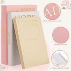 3 Set Linen Decorative Books with Beaded Garland, Classic, Light Pink - Image 4