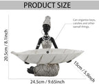 Lescafita African Woman Tray Figurine White Leaf Bowl Sculpture - Image 3