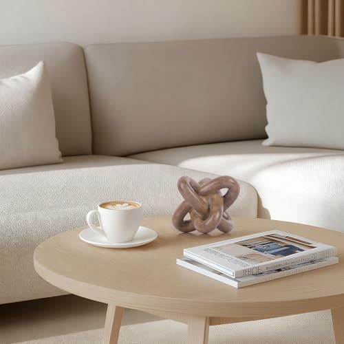 Wood-Toned Knot Sculpture, Triple-Knot Statue, Wood-Toned Home Decor, Ideal for accenting Rustic-Style Coffee Tables, Living Room TV Stands, Dining Tables, and entryway Shelving. - Image 3