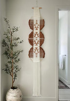 Macrame Wall Hanging Round Brown Handmade Wall Art Boho Decor 11.8"W*65"L - Image 4