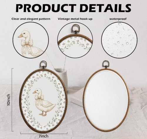 Cottagecore Goose Nursery Oval Wall Art, Floral Nursery Decor，Waterproof - Image 2