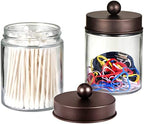 Amolliar Apothecary Jar Bathroom Storage Qtip Holder Glass, Bronze 2Pack - Image 3