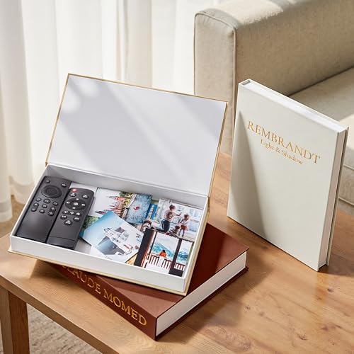 JARLINK Aesthetic Decorative Books, Set of 3 Linen Faux Book Boxes, Brown - Image 4