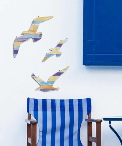 Putuo Decor 3pcs Wood Seagull Wall Decor Beach Wall Hanging Coastal Theme Wall Art Nautical Wall Sculpture Sea Birds Lake House Ocean Decor Vintage Ornaments for Home Bathroom - Image 5