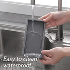 Silicone Bathroom Vanity Tray Dish Soap Holder Sink Organizer, Grey - Image 6