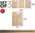 qmmp Modern Wooden Wall Sculptures - Set of 3 - Home Decor Accent - Large Wall Art for Living Room, Bedroom, Office - Easy Installation (Oak, Large - Orbit) - Image 4