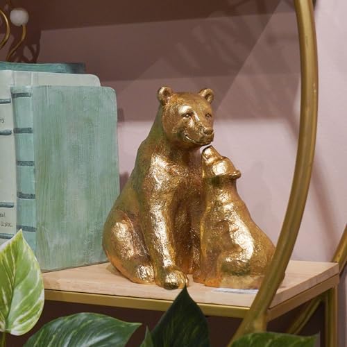 Guichifun Kissing Bear Statues Gold Mother and Baby Resin Figurines - Image 4