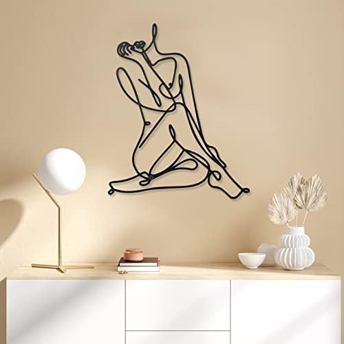 Photect 3 Pcs Metal Wall Art Minimalist Woman Line Decor, Classic, Black - Image 4