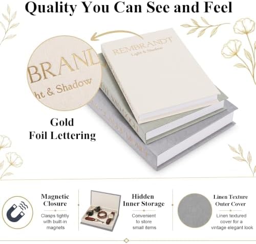 Emibele 3 Pack Fake Linen Book Storage Boxes Modern Home Shelf Table Decor - Image 3