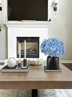 Briful Blue Hydrangea Artificial Flowers in Ceramic Vase, Black Vase Farmhouse Centerpieces for Tables, Dining Table Vase with Fake Flowers for Home Decor Indoor Kitchen Living Room - Image 5
