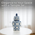Decorative Jar with Lid Hand-Painted Pattern Ceramic Stoneware Traditional Style Home Living Room Office Decor Accent Piece - 10" Blue & White - Image 2