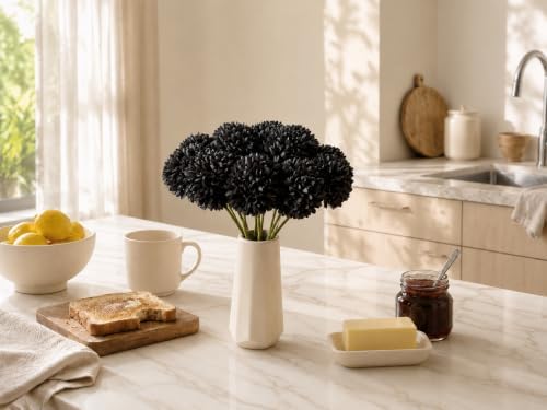 Mandy's 12pcs Artificial Black Ball Chrysanthemum Flowers - Image 7