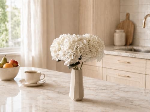Mandy's 3 Stems Artificial Cream Hydrangea Flowers - Image 7