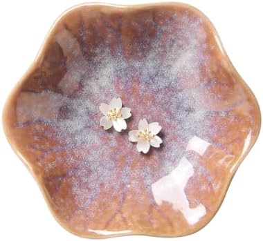 2PCS Lotus Leaf Shape Ring Holder Dish, Small Key Bowl, Ceramic Trinket Tray Jewelry Dish Organizing Necklace Earrings for Mom Friend Sister, All Jewelries Are NOT Included. White+Purple. - Image 2