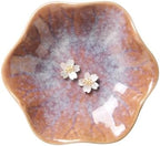 2PCS Lotus Leaf Shape Ring Holder Dish, Small Key Bowl, Ceramic Trinket Tray Jewelry Dish Organizing Necklace Earrings for Mom Friend Sister, All Jewelries Are NOT Included. White+Purple. - Image 2