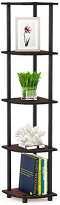 Furinno TURN-N-TUBE Corner Shelf, 5-Tier Corner Bookshelf, Open Storage Shelves, for Organization and Storage, Living Room, Home Office, Garage, Bedroom, Dark Cherry by Furinno-FitsYourSpaceFitsYourBudget