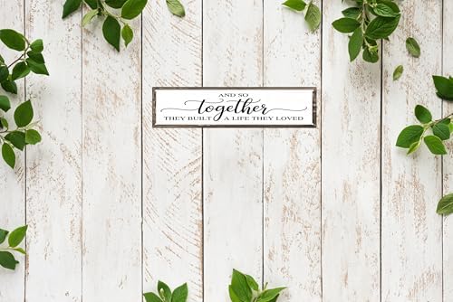 CSWLJS Rustic Metal Tin Signs And So Together They Built A Life They Loved Kitchen Sign Wall Decor White Vintage Farmhouse Bar Decor For Home Pantry Dining Room Coffee Shop 4x16 In - Image 6