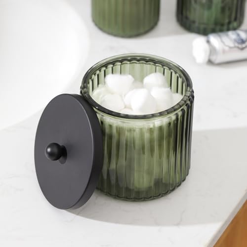 4PCs Heavy Weight Decent Glass Bathroom Accessories Set with Decorative Pressed Pattern - Includes Hand Soap Dispenser & Tumbler & Soap Dish & Toothbrush Holder (Green) - Image 5