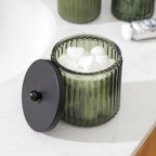 4PCs Heavy Weight Decent Glass Bathroom Accessories Set with Decorative Pressed Pattern - Includes Hand Soap Dispenser & Tumbler & Soap Dish & Toothbrush Holder (Green) - Image 5