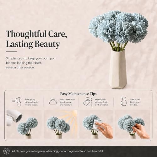 Mandy's 12pcs Artificial Blue Ball Chrysanthemum Flowers - Image 6