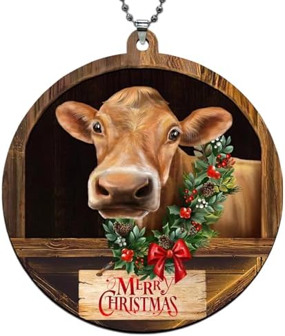 Cow Christmas Ornaments 2026, Brown Cow Ornaments for Christmas Tree, Farmhouse Christmas Ornaments, Farm Animal Christmas Ornaments, Jersey C ow Ornament by YXOTJHS